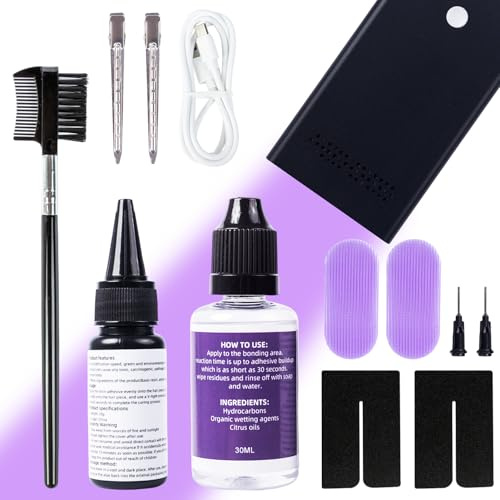 V Light Hair Extensions Kit，V Light Hair Extension Machine set, UV Light, v light glue*1, Glue Remover Solution* 1, v light hair extensions clip*2