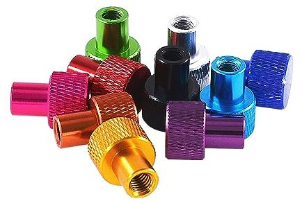 Handdrehschraube, 1 Stück Sacklochmutter M3 M4 M5 M6 M8 M10, Rändelmuttern aus Aluminiumlegierung, bunte Handgriffknöpfe, Stufenmuttern (Farbe: Rot_M4)(Green-M5)