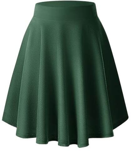 Elegant Elegant utsvängd kjol med A-linje för kvinnor, plisserad baskjol, uniform, skaterkjol, mörkgrön, L