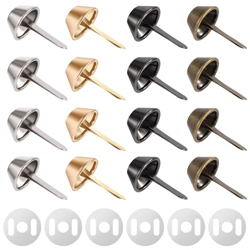 Pies de Bolsa de Metal, 200 Piezas Tacos para Cabeza de Bolsa Remaches de Cuero Tachuelas de Metal Patas para Bolsos para Bolsos, Manualidades de Bricolaje (4 Colores)