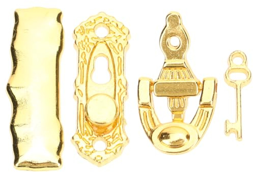 Abaodam Mini House Door Accessories Set 4-Piece 1 12 Scale Metal Door Lock Key Knocker Letter Box for Dollhouse Decoration Diy Craft