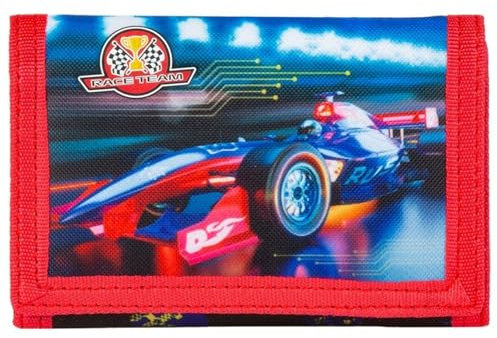 Ragusa-Trade Rennauto Auto Sportwagen Geldbeutel Portemonnaie Geldbörse für Kinder Jungen, blau/rot, 12 x 8 x 1 cm