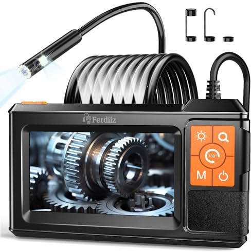 Endoscope Inspection Camera, Ferdiiz 1080P HD Endoscope, 4.3 IPS Screen Inspection Camera with Illuminator, IP67 Snake Borescope, 8+1 LED Lights, Borescope Wall Inspection Gadgets for Men-5M