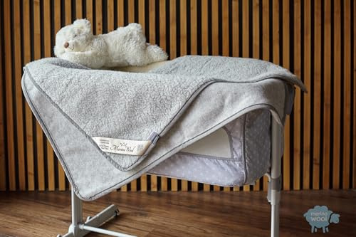 Merino Wool - Merino wolldecke aus 100% Schurwolle | Babydecke kühlt im Sommer & wärmt im Winter | natürlich & temperaturausgleichend (Grey, 140 x 100 cm)