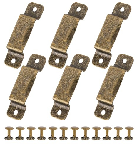 6 Pcs Tape Measure Belt Clip Measuring Tape Belt Holder Measure with Rivets for Drill Leather Pocket Tool Impact Driver Safety Glasses Men Bronze 2.83 × 0.79 Inches Carbon Steel