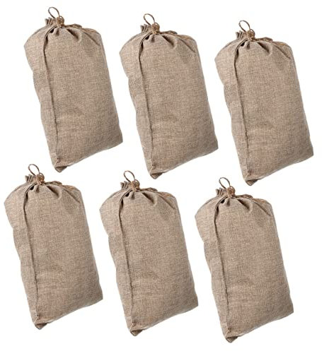 BESTOYARD Sacchi Di Iuta Coulisse Riutilizzabili Per Verdure e Patate, Borsa Multifunzionale Traspirante 20x30 Cm, Sacchetti Portatili Naturale Per Conservazione e Corsa 6 Pezzi