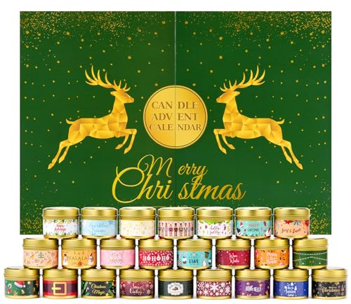 Duftkerze Adventskalender 2025 für Erwachsene Frauen - 24 Tage Weihnachten Countdown Kalender mit Urlaub Aromatherapie Kerzen Xmas Überraschung Geschenkset