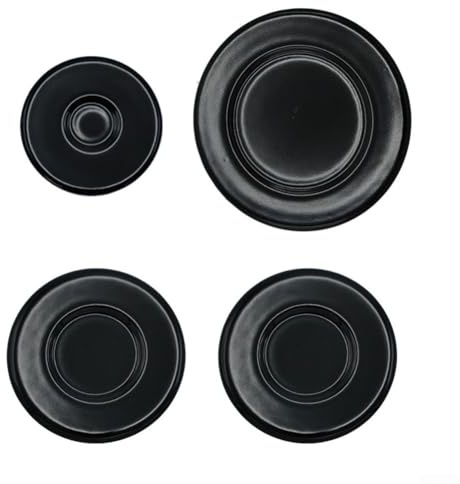 Yhenlovtt Coperture per fornelli a gas, confezione da 4 pezzi, struttura in alluminio resistente, compatibili con accessori per piano cottura, gamma cucina, nero (concavo)