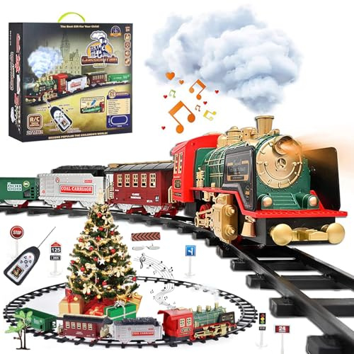 CHENBOOW Weihnachtszug,Elektrische Zug Spielzeug,Dampfzug Spielzeug,Fernbedienung Dampfzug,Elektrischer Zug Set,Eisenbahn Elektrisch,Weihnachtsspielzeug