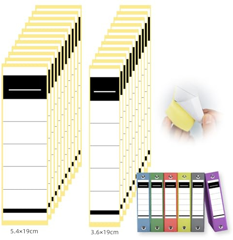 100 Stück Ordnerrücken Selbstklebend Set, 2 Größen Ordner etiketten selbstklebend(19 x 5.4cm, 19 x 3.6cm), für Standardordner Schmale und Breit Ordner-Archivierung,für Büro, Bibliothek, Archivierung