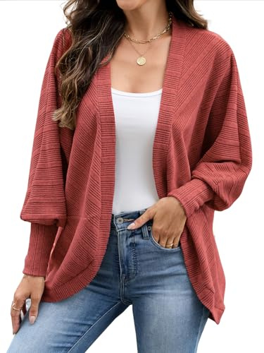 Wantonfy Gilet Femme Cardigan Long Décontracté Veste Femme Cardigan élégant Pull à Manches Longues