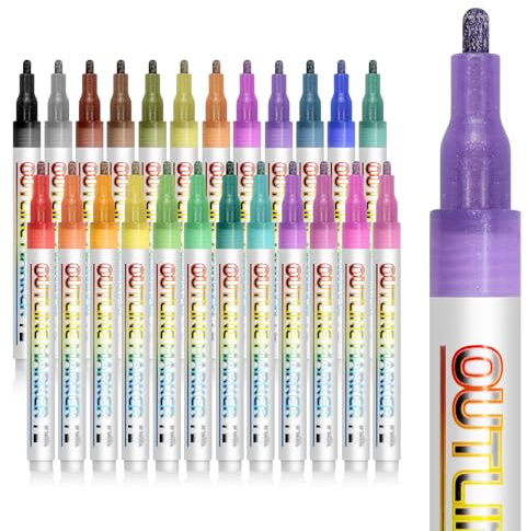 24 PCS Couleurs Feutre Magiques à Paillette, Marqueurs à Paillettes Stylo