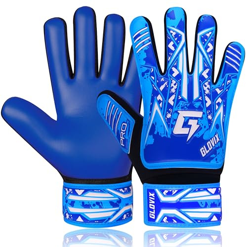 GLOVIX Kids Goalkeeper Gloves for Boys & Girls–Junior Football Goalie Gloves with Super Grip Latex Palm, Breathable Mesh & Secure Wrist Strap–Youth Soccer Gloves for Training & Matches