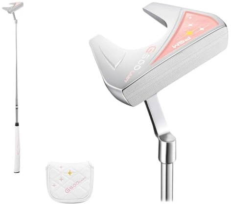Golfklubba putter högerhänt dam golfare G500 golfklubba putter enkel stabil låg tyngdpunkt golf tryckstång med huvudbonad (rosa)