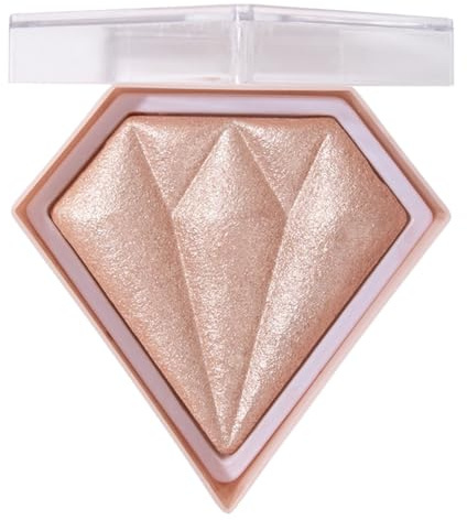 Highlighter Puder Make-up, Schimmernder Glow Puder für Gesicht, Gepresster Illuminator mit Diamant Design, Feiner Shimmer Highlighter für Wangenknochen Nase Augen Make-up (#04 Roségold)
