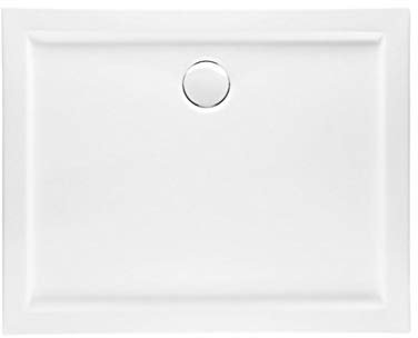 VBChome Duschwanne 100 x 90 x 5,5 cm sehr Flach Sanitär-Acryl Hochwertige Glasfaser verstärkte Wanne Form: Rechteck Eckig Weiß Alpineweiß Hochglanz Aufbau-Höhe: 3,5 cm