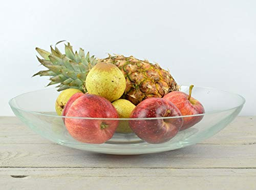 EMH - Grande Ciotola in Vetro Trasparente Realizzata a Mano, 34,5 cm