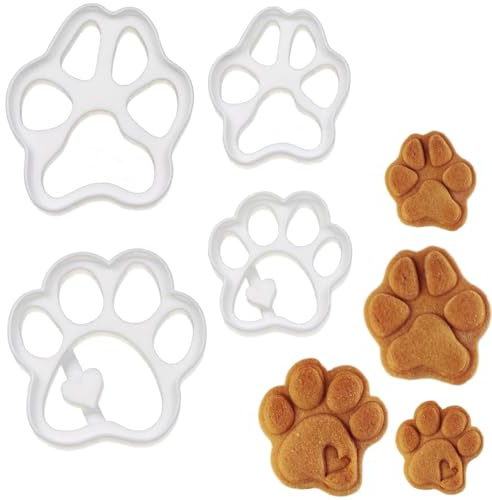 4er Set Hundepfoten Ausstechformen (Formen: Niedliche Pfote und Naturgetreue Pfote), 4 Teile, Bakerlogy