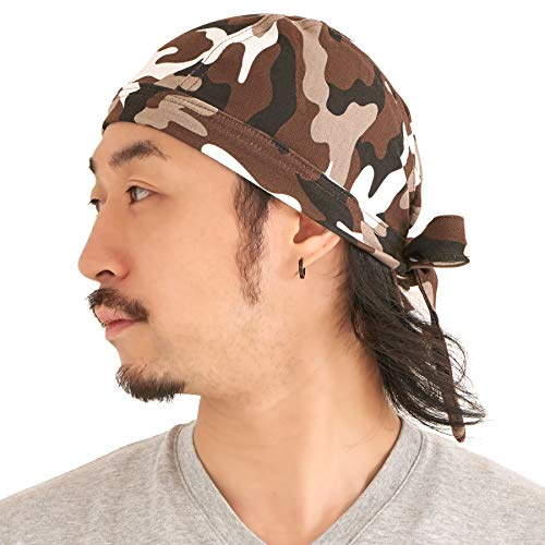 CHARM Durag Homme Bandana Cheveux Femme, Foulard De Crâne en Style Camouflage Armée, Bonnet Velo sous Casque Militaire pour Paintball Moto Et Soudage en Brun