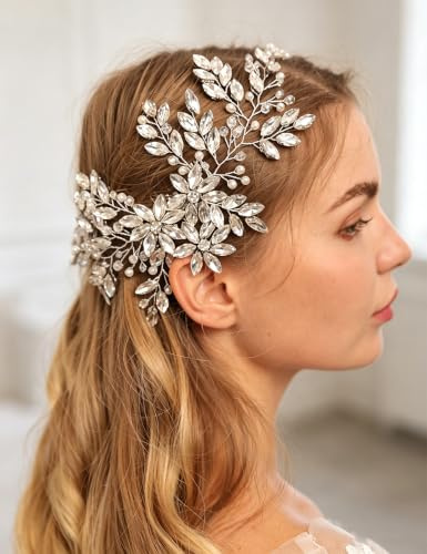 Strass Kristall Blume Braut Haarkamm Braut Kopfschmuck für Hochzeit Braut Kopfschmuck Hochzeit Kopfschmuck für Braut für Frauen Mädchen