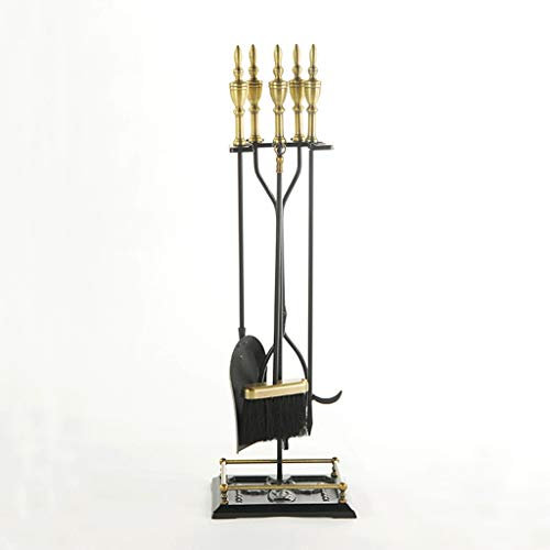 Kaminwerkzeug Kamingarnitur 5 PCS Kamine Werkzeuge Set Schmiedeeisen Kamin Zubehör Werkzeuge Halter mit Griffen Werkzeugen for die Innen Kamin Dekor Feuerstelle im Freien Modern Tool Poker Tongs Schau