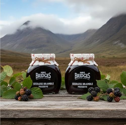 Mrs. Bridges of Scotland, Set of 2 Jars, Seedless Bramble Scottish Preserves, Imported from Scotland, 12 Oz Each