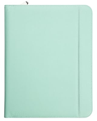 Vebon® Schreibmappe A4 Paris mit Reißverschluss & Ringbuch, Türkis | Langlebiger Reißverschluss, extra Stauraum, Laptopfach mit Befestigungsgurt, wasserabweisend, Klemmbrett, zeitloses Design
