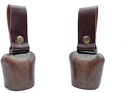 kcrygogo Kuhpferd-Glöckchen mit Lederband, 5,1 cm, Diebstahlschutz, Tierglocke (2 Stück)