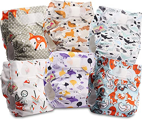 Littles & Bloomz Pocket Stoffwindeln, Klettverschluss, 6er FLV2-0601 | 6 Pocket Stoffwindeln mit Klettverschluss. Einlagen separat erhältlich, verschiedene Optionen verfügbar.