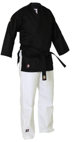 BUDOFIGHT Kimono de karaté Kobudo noir & blanc 190 cm