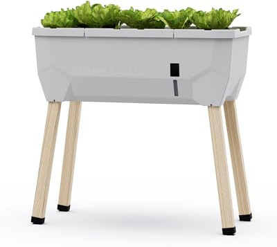 GUSTA GARDEN Sammy Salad Hochbeet Hellgrau - Hochbeet Balkon & Garten - für Salat Anbau - mit Bewässerungssystem - 15L Wassertank & 40L Erdvolumen