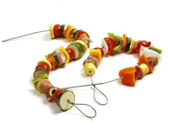 Lukata Set di 2 spiedini flessibili in acciaio inox – spiedini in metallo – perfetti per barbecue con coperchio chiuso o griglie tipo ninja