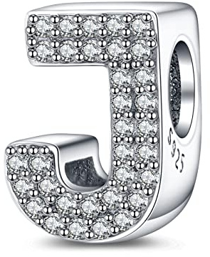 LaMenars Charms Alphabet A-Z Letter Dangle 925 Sterling Silver Buchstaben Initial Anhänger mit Zirkonia passt Europa Charm Armband Halskette, Geschenke für Frauen
