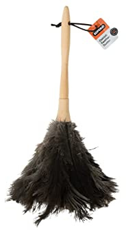 Superio Ostrich Feather Duster Fluffy Dust Remover, with Wooden Handle Reusable for Cleaning Homes, Ceilings, and Furniture (3 Pack) (1 Pack)