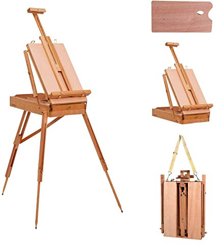 LIFEZEAL Staffelei, Höhenverstellbare Künstlerstaffelei mit Schublade, Atelierstaffelei aus Buchenholz, Freistehende Bodenstaffelei für Klassenzimmer, Zuhause & Feld, Innen & Draußen (6.5)