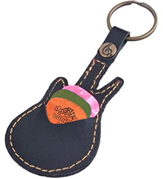 AXLorange nyckelring gitarr med plektrum/plektrum väska, BRUN, M