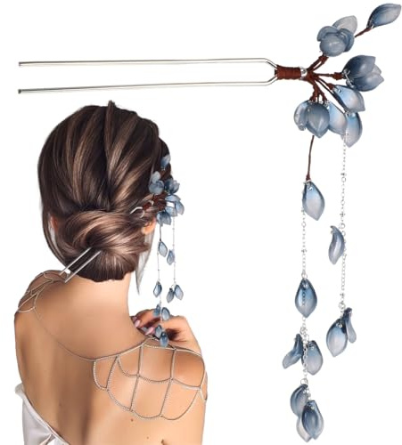 minkissy Épingle À Cheveux Chinoise Fleurie Bâton De Cheveux À Glands Pour Femmes Accessoire De Coiffure Hanfu Et Cheongsam Pour Mariage Fête D’Anniversaire Et Saint-Valentin