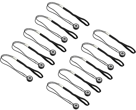 PATIKIL Camera Lens Cap Leash, 10Pcs Nylon Elastic Adhesive Cap Cover String Cord Keeper Holder for Outdoor Photography Camera Preventing Lost, Black