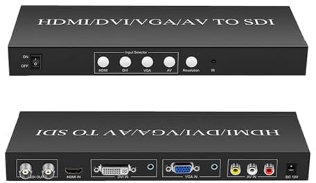 Convertitore da Multi Formato Video a SDI Scaler, HDMI, DVI, VGA, Convertitore da AV a SDI Supporto HD 3G SDI 1080P a 60, Telecomando, Trasmissione Simultanea (UE)