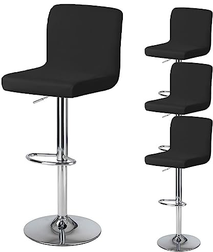 Levoberg - Funda para taburete de bar con respaldo impermeable, funda de silla de comedor giratoria, cubierta de silla alta de bar extensible 4 piezas, color negro