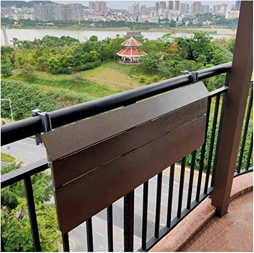 Moderner Wohnzimmer-Couchtisch, Balkon-Klapptisch, Balkongeländer-hängender Klapptisch, 1,6 cm Außen-Beistelltische für Kaffee, Terrasse, Garten, Balkon, Gute Stabilität (Farbe: Braun, Größe