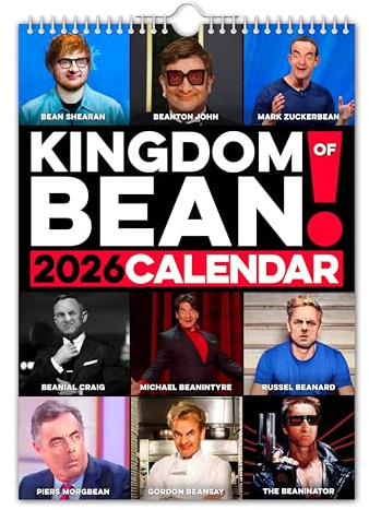 The Calendar King - Kingdom of Bean – Wandkalender 2024 – A4 Größe (210 mm x 297 mm), lustig/witzig/Weihnachten/Geburtstag/Geschenkidee/Geschenk/Neuheit/Humor/Wichtel/Jahresplaner/Jahresplaner