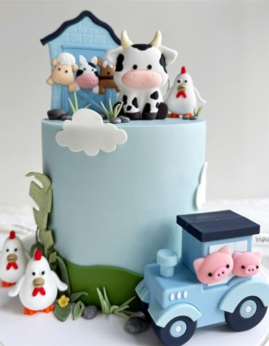 JeVenis Bauernhof Geburtstag Deko Farm Birthday Deko Bauernhof Kuchen Deko Bauernhof Tortendeko Kuh Geburtstag Schafe Birthday