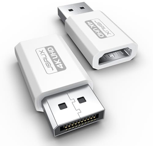 JSAUX 4K Adattatore DisplayPort a HDMI in 2 pezzi, convertitore DP da PC a monitor HDMI Video UHD 2K@120 Hz, 4K@30 DP maschio a HDTV femmina compatibile con Dell, Lenovo, HP, NVIDIA, Desktop-Bianco