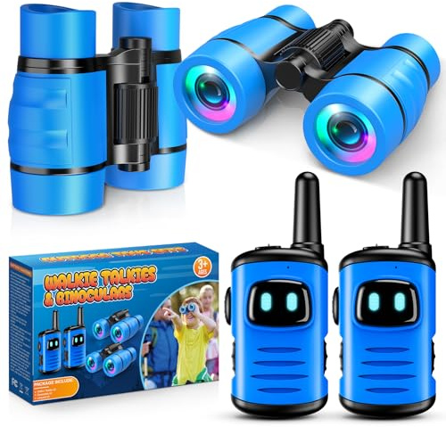 [4 pcs include]Toys for 3-9 Year Old Boy, 2 Walkie Talkie & 2 Binoculars for Kids Boys Toys Age 3-7 Year Old Boy Gifts Spy Kit for Kids