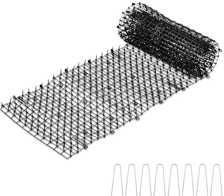 Relaxdays Thorn Grid, Mat, Marten & Cat Defence, Protection for Under Car, Bird Feeders, Plants, 8 Ground Anchors, Black