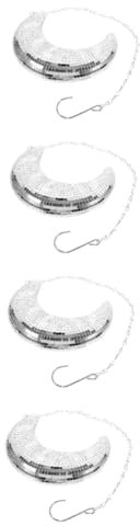IMIKEYA 4pcs Moon Shaped Disco Ball Decor Hanging Ornament for Disco Party Decor Chain for Outdoor Prop