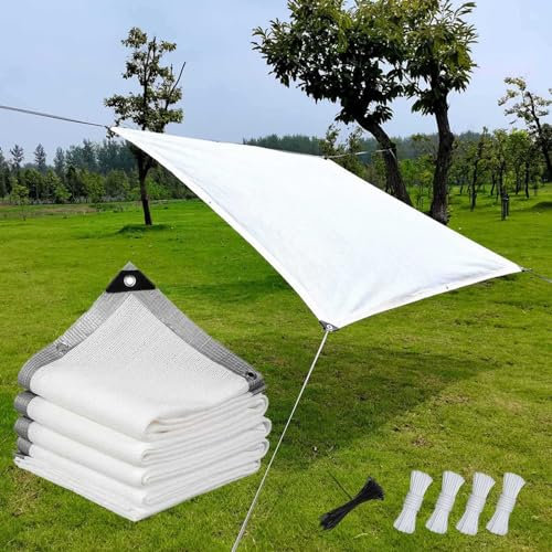 SPOUR Rete ombreggiante Pergola Panno Parasole Tasso di ombreggiatura del 90% per Rete ombreggiante per Piante da Serra con Occhielli e ancoraggi (Colore : Bianco, Dimensioni : 2x6m/6,6x19,6ft)