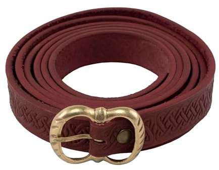 Generisch Vehi Mercatus Mittelalter Gürtel 2,2cm breit (Knotenmuster | Gürtenschnalle, Rot, 160 cm)