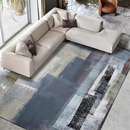 RUGMRZ Balkon Teppich Wetterfest Teppich Jugendzimmer Jungen Blauer minimalistischer Wohnzimmerteppich Sofazubehör pflegeleicht waschbar Teppichboden Auslegware 60X90CM